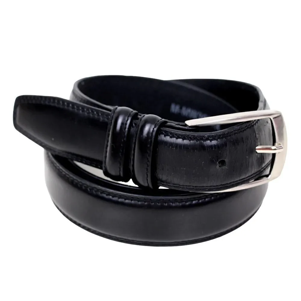 HandCrafted BLACK GENUINE LEATHER 1 3/8